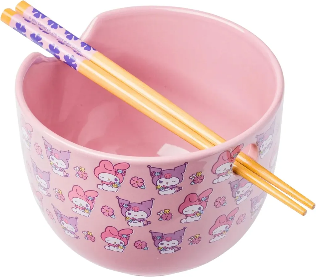 HK & Kuromi Ramen Bowl w/ Chopsticks